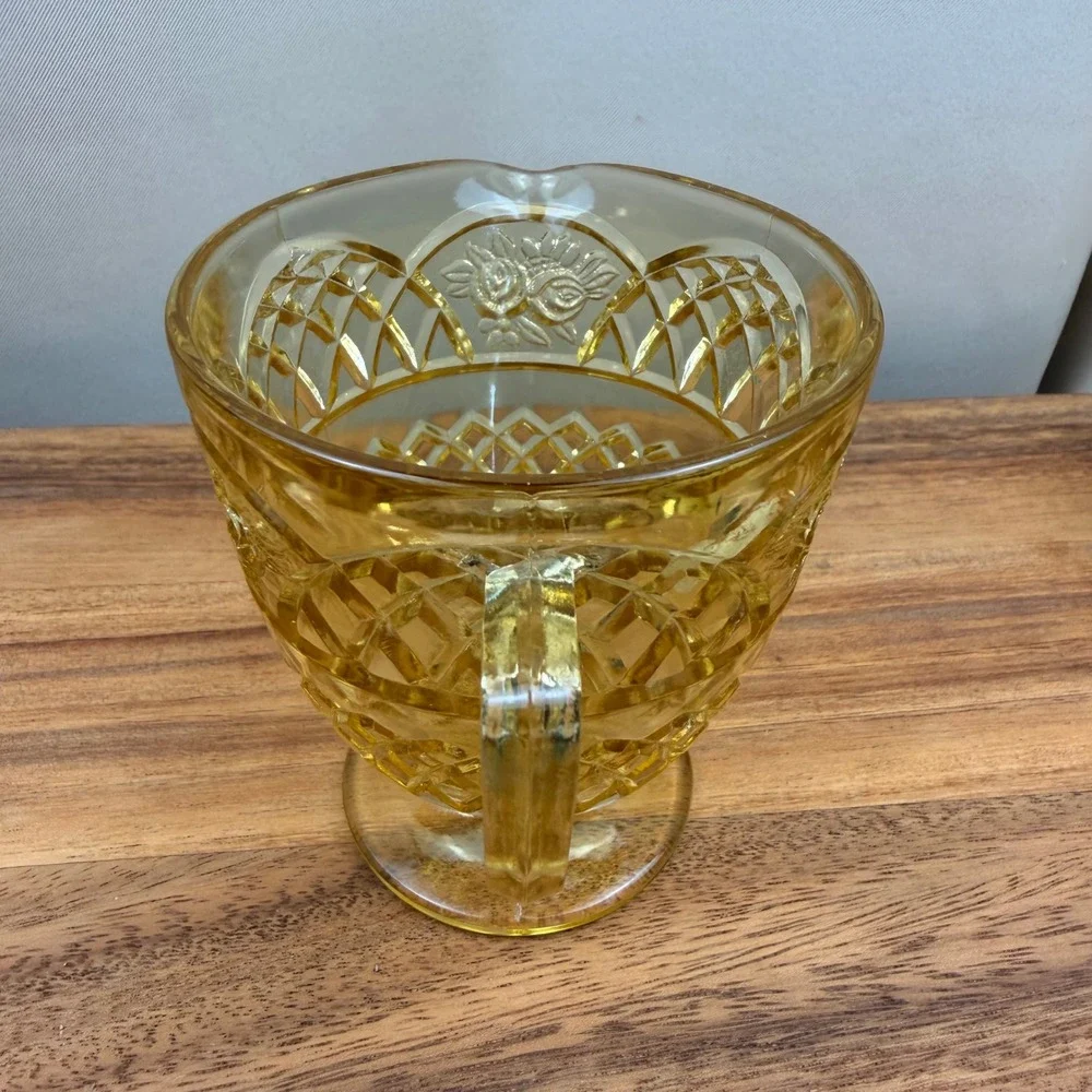 Federal Glass Rosemary Mayfair Yellow Depression Glass Creamer and Sugar Set